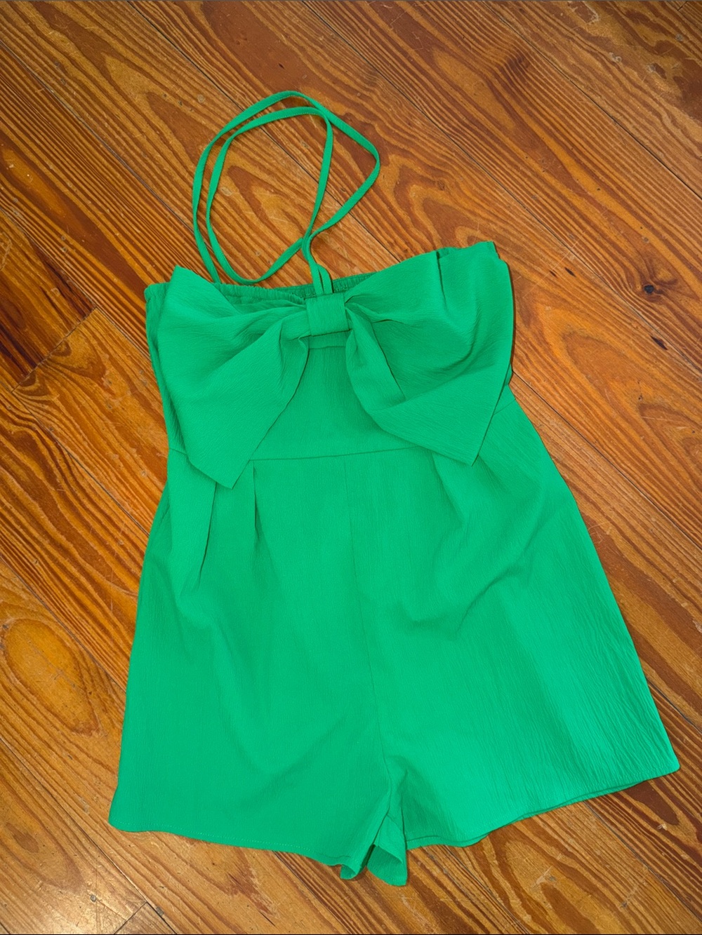 Green Bow Strap Romper